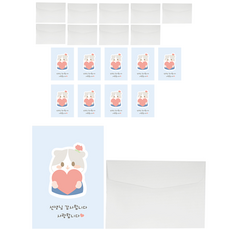 Donna&deco 教師節明信片 老師謝謝您 明信片 10p + 卡片信封 10p + 透明貼紙 10p 套組, 1套, 027 愛心