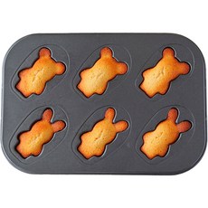 Cotta 鋼塗層兔子熊瑪德蓮模具 6格 MP032, 1個