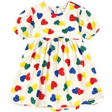 milk mile 童款彩色愛心圖案公主袖洋裝