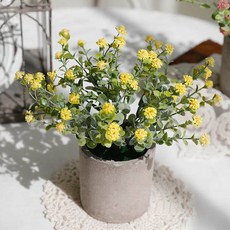 미스모네 홈카페 생화같은 테이블 미니 인조 조화 꽃화분, 데이지(옐로), 1개
