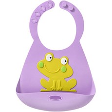 JOYMULTI 嬰兒青蛙防水矽膠圍兜 20*30cm, 紫色, 1個, 1個