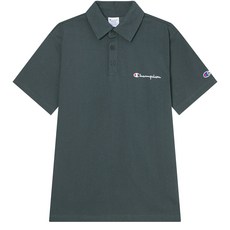 챔피온 남녀공용 ASIA 자수 스크립트 로고 반팔 폴로 티셔츠