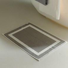 韓國 amante 線條毛巾浴室腳踏墊, 白色 + 灰色