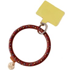 라니마켓 달콤한 디자인 빅링 핸드폰 손목 걸이, 브라운도넛, 1개