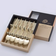 H.Jin 鑽石鈦筷子5雙組, 勺子 5p + 筷子 5p + 盒子