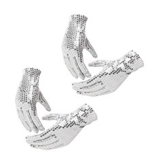 PARTYSHOW 派對亮片手套 雙手套組, 銀色, 2套