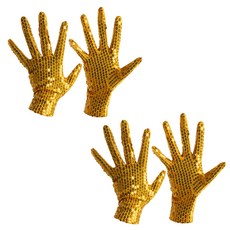派對秀派對亮片手套雙手套裝, 金色, 2套