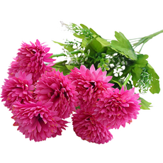 妮奧琳室內花卉裝飾人造花束, 玫瑰紅色, 1個