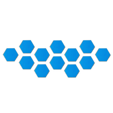 六角形壓克力掛鏡 15cm 12入組, 藍色