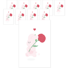 Donna&deco 我愛你康乃馨明信片 + 信封 + 貼紙組, 046 康乃馨外送兔子, 1組