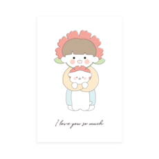 Donna&deco 可愛家庭插畫明信片 10張 + 卡片信封 10個 + 透明貼紙 10張 套組, 017 男孩與狗狗, 1套