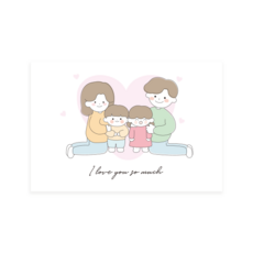 Donna&deco 可愛家庭插畫明信片 10張 + 卡片信封 10個 + 透明貼紙 10張 套組, 012 幸福的家庭, 1套