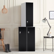 가구의가치 1단 분리형 캐비넷 상부장, 유광 블랙