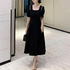 메이첼 심플 레이스 숄더 라인 사각넥 여름 원피스 02141 빅사이즈 포함