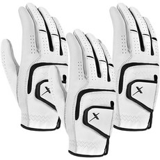 Gear X The New男款半羊皮高爾夫手套 右手用, 白色, 3個