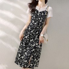 페이퍼먼츠 여성용 러비더비 뷔스티에 스타일 하트 패턴 트임 원피스 04401