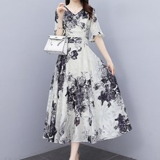 아뗄릭 동양화 프릴 플레어 빅사이즈 원피스 02108