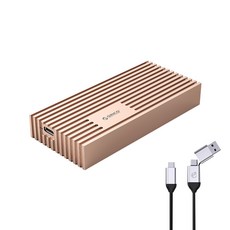 ORICO 奧睿科 M.2 NVMe SSD 內建散熱片外接硬碟盒 金色 M234C3-U4 + 2in1 傳輸線套組, M234C3-U4(硬碟盒)