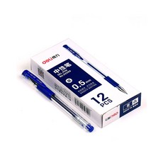 deLi 得力 中性筆 0.5mm 原子筆 12入, 藍色, 1個
