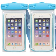 PEONIST 寬版掛繩手機保護防水袋, 2個, 藍色