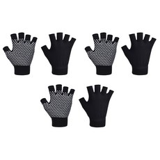 casacozy 防滑費拉提斯瑜珈手套雙手穿戴 3組, 黑色