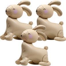 4D立體站立式兔子氣球, 米色, 3個