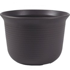 Black Tree 圓形塑膠寬花盆, 灰色