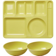 餐盤高手 兒童韓式餐盤 + 麵碗 2件組, 檸檬黃, 1個