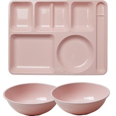 餐盤高手 兒童韓式餐盤 + 麵碗 2件組, 蜜桃粉, 1個