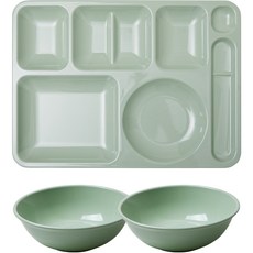 餐盤高手 韓式餐盤 + 麵碗 2件組, 酪梨薄荷, 1套