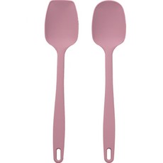 Kitchen Factory 矽膠嬰兒副食品多功能匙 + 方形料理匙套組, 多功能匙 + 方形料理匙, 深粉紅色, 1個