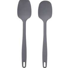 Kitchen Factory 矽膠嬰兒副食品多功能匙 + 方形料理匙套組, 多功能匙 + 方形料理匙, 現代灰色, 1個