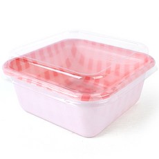 The Pack Company F-4 正方形格紋便當盒 粉紅色, 100個, 1入