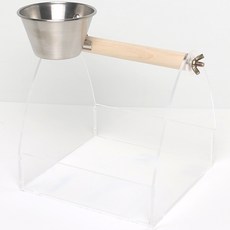 보라펫 앵무새 1구 스테인레스 집게식기 아크릴 탁상용 바구니 횃대 대, 화이트, 1개