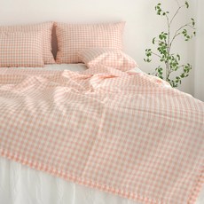 SCOHOME Candy系列格紋泡泡紗夏季單層被+枕套組