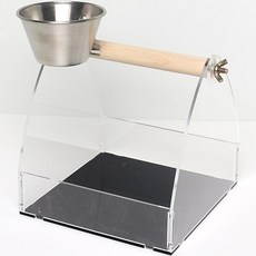 보라펫 앵무새 1구 스테인레스 집게식기 아크릴 탁상용 바구니 횃대 중, 블랙, 1개