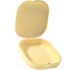 波浪紋便攜式維持器矯正器假牙收納盒, 黃色