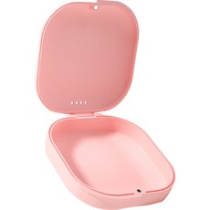 波浪紋便攜式維持器矯正器假牙收納盒, 粉紅色