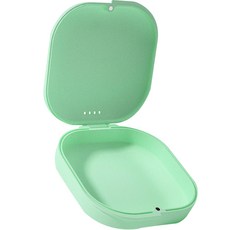 波浪紋便攜式維持器矯正器假牙收納盒, 綠色