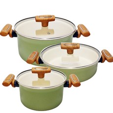 MAGICCHEF IH인덕션 쁘띠블랑 냄비 3종 세트, 그린, 양수 20cm + 양수 24cm + 전골 24cm