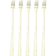 HAEMO Willive 304不鏽鋼愛心鈦金餐具長茶叉, 金色, 5個, 單品