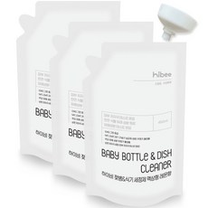 hibee 奶瓶餐具清潔劑 液體 補充包 檸檬香 450ml*3入+補充包用漏斗組, 1套