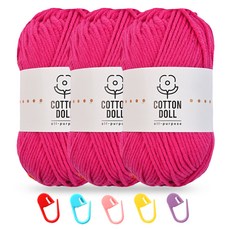 니뜨 코튼돌실 50g x 3p + 단수링 5p 세트, 1개, 15 마젠타