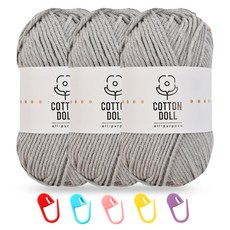 니뜨 코튼돌실 50g x 3p + 단수링 5p 세트, 1개, 19 연그레이