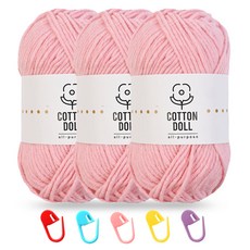 니뜨 코튼돌실 50g x 3p + 단수링 5p 세트, 1개, 11 베이비핑크