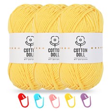 니뜨 코튼돌실 50g x 3p + 단수링 5p 세트, 1개, 5 노랑