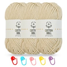 니뜨 코튼돌실 50g x 3p + 단수링 5p 세트, 1개, 35 연베이지