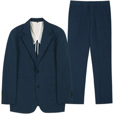 듀아크 남성용 빅사이즈 포멀 린넨 포켓 투버튼 수트 세트