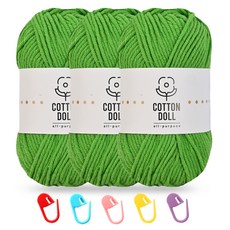 니뜨 코튼돌실 50g x 3p + 단수링 5p 세트, 1개, 25 브라이트그린