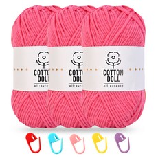 니뜨 코튼돌실 50g x 3p + 단수링 5p 세트, 1개, 14 꽃핑크